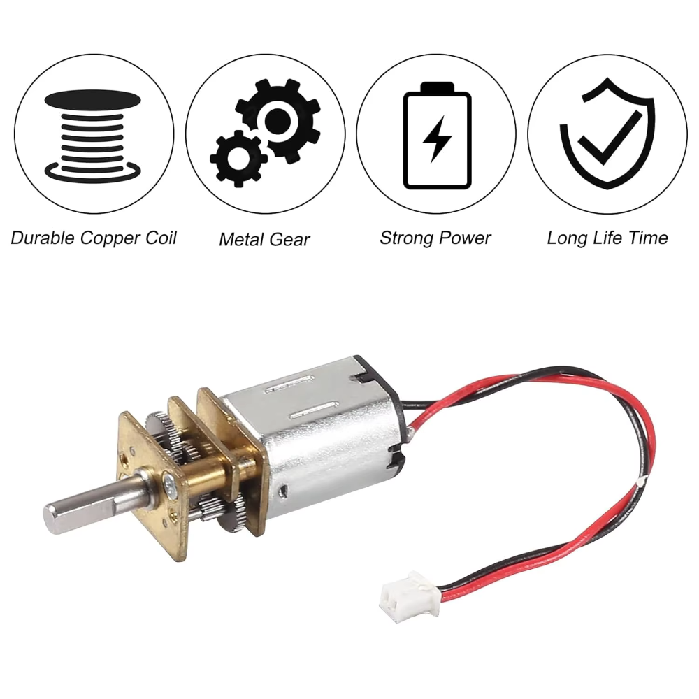 Mini Motor N20 DC 3V Metálico – Gear Motor Lento para Robot, Arduino y Proyectos DIY