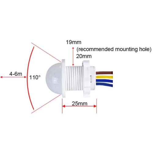 Mini Sensor de Movimiento PIR | 110V–240V | Encendido Automático 45s