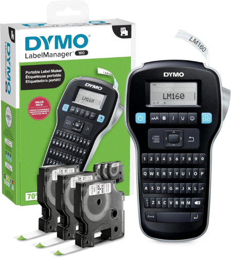 DYMO LabelManager 160 | Rotuladora Profesional + 3 Cintas D1 | Kit Inicial