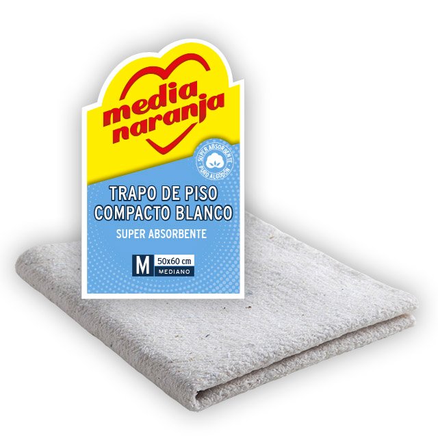 Trapo de Piso Blanco MEDIA NARANJA -Mediano