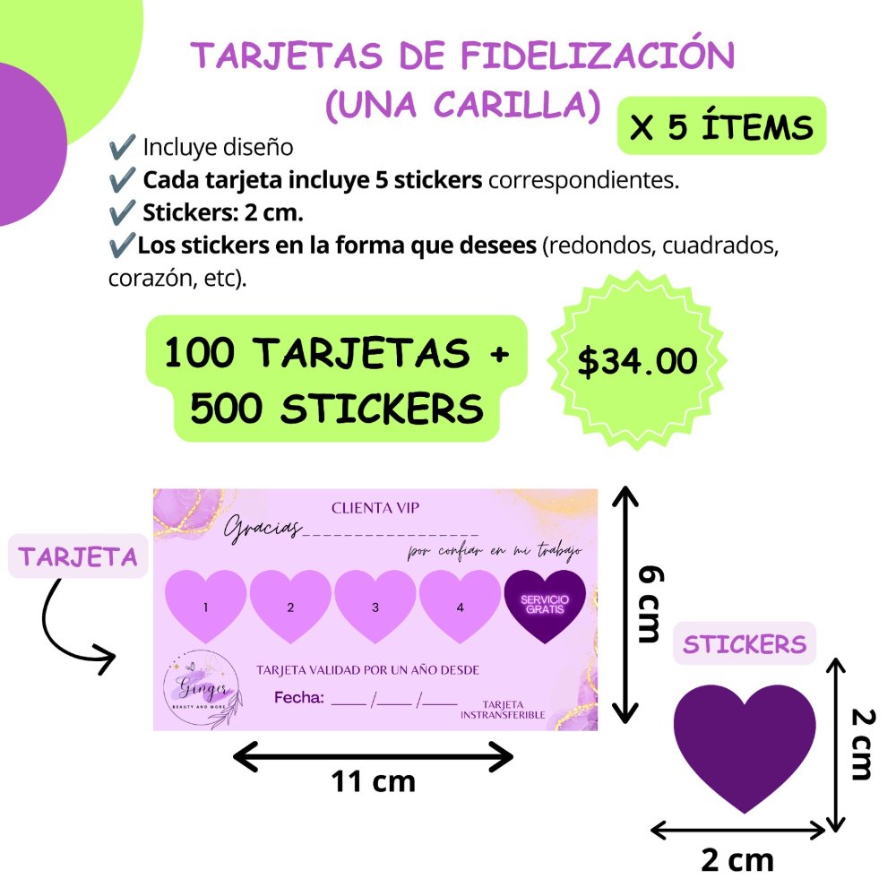 Tarjetas Fidelización x5/100 unidades
