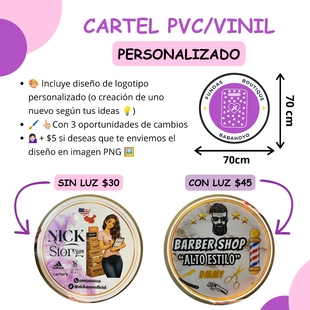 Cartel PVC/VINIL 70.CM