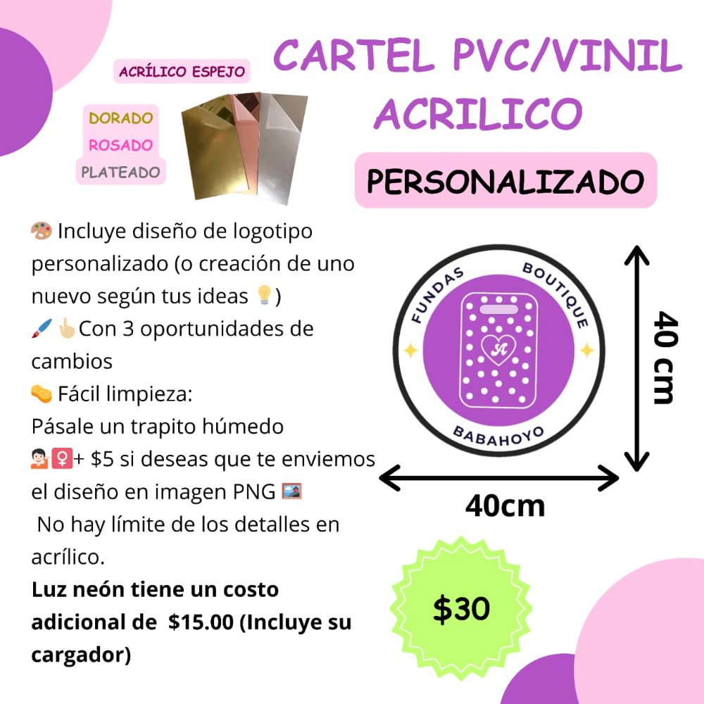 CARTEL 40 CM_PVC/VINIL+ACRILICO