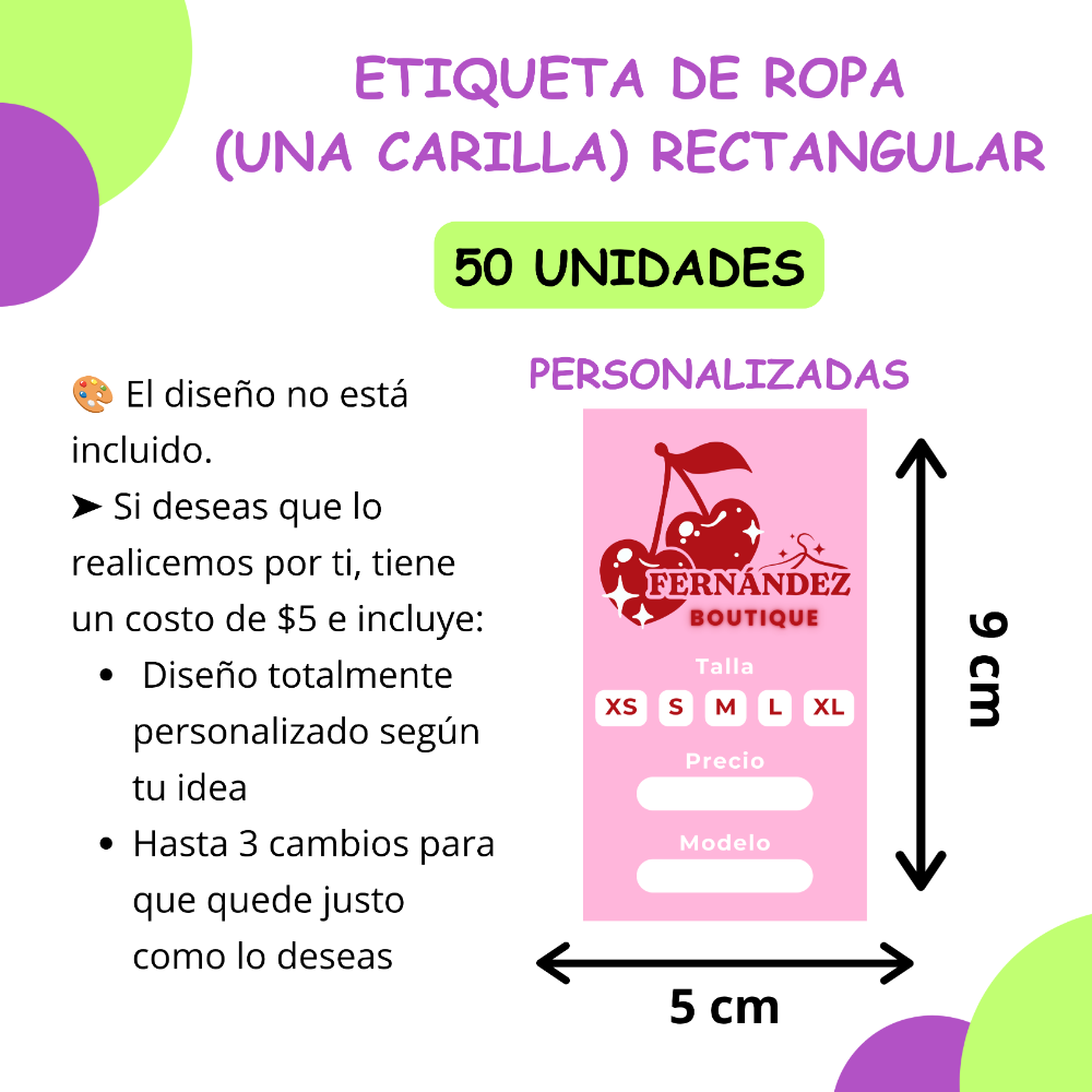Etiqueta rectangulares/9x5cm