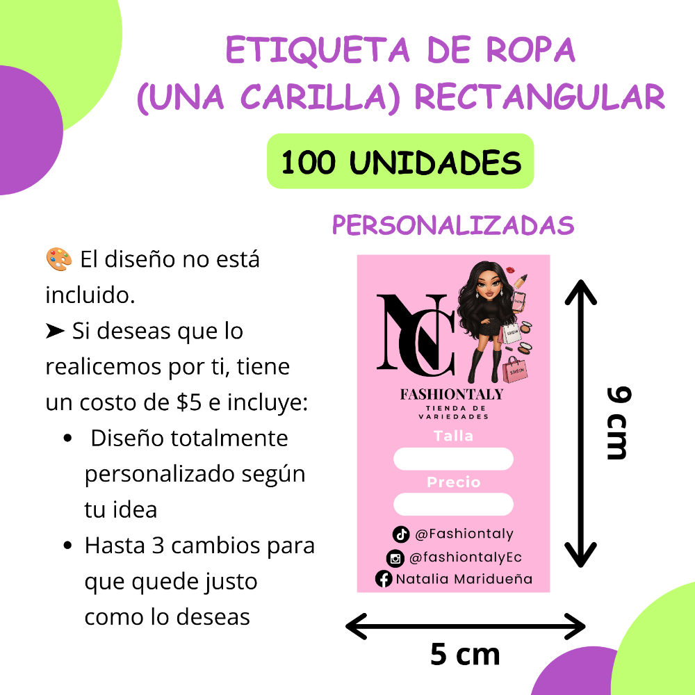 Etiqueta rectangulares/9x5cm 100u