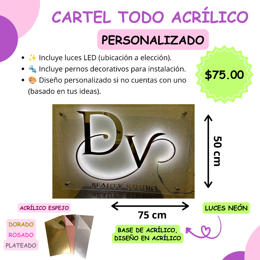CARTEL TODO ACRILICO 75x50CM