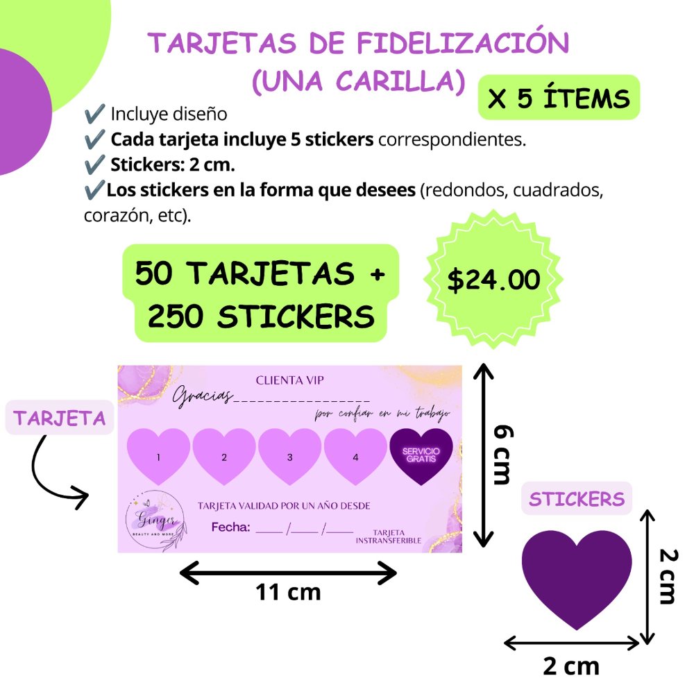 Tarjetas Fidelización x5/50 unidades