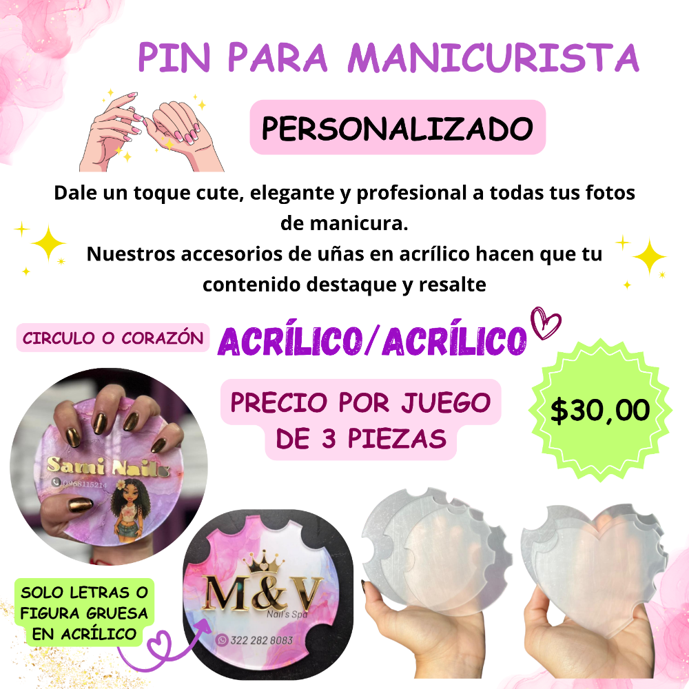 Pin Manicurista (Acrílico-3piezas)
