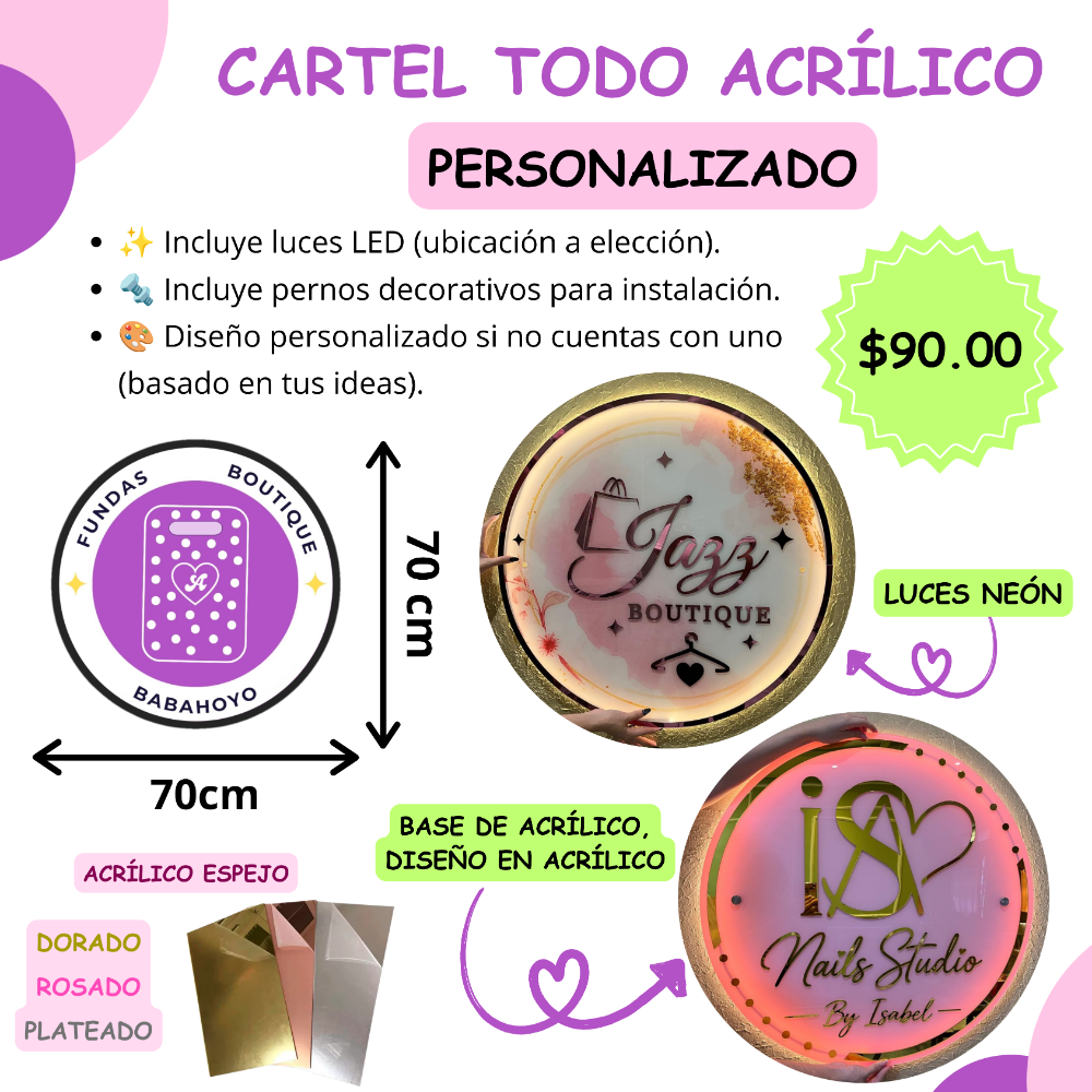 CARTEL TODO ACRILICO 70.CM