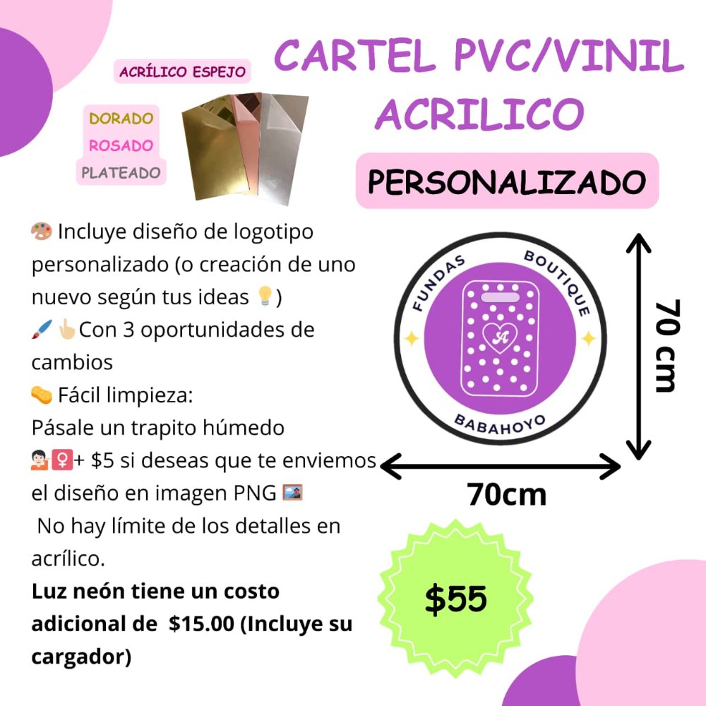CARTEL 70 CM_PVC/VINIL+ACRILICO
