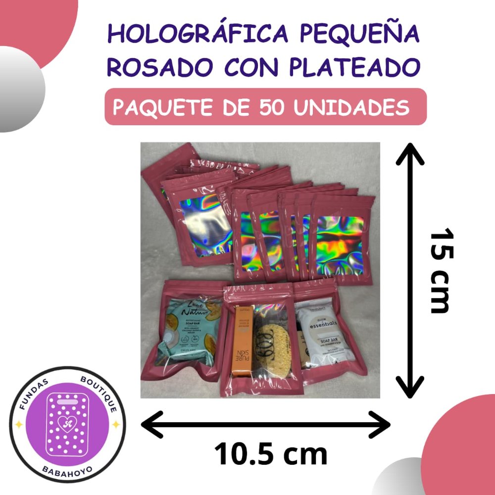 Holográfica Pequeña Rosado/Plateado