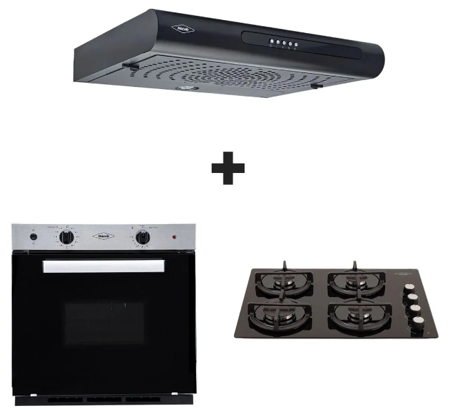 Kit Complemento y Sabor: Cubierta Cristal 60x43 Cm + Horno 60Cm + Campana 3V