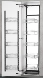 FORZA-Alacena45CM/Despensa Abatible- 6 Niveles. 12 cestos cromados. W385XD530XH1920-2220mm. Color: Antracita.