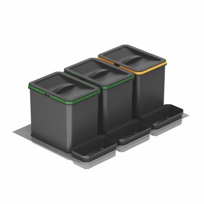 STARAX BASURERA INTERIOR CAJÓN MOD.60CM 540x490x235MM 12+12+1+1L  ANTRACITA