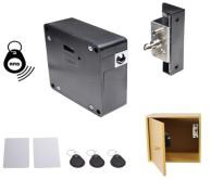FORZA-Cerradura electromagnética invisible puerta de madera, apertura con tarjeta o tag,ideal para cajillas de seguridad y gabinetes ocultos.Noincluyebaterías4XAAA 1.5VIncluye: 2 tarjetasy3 tags.Negro
