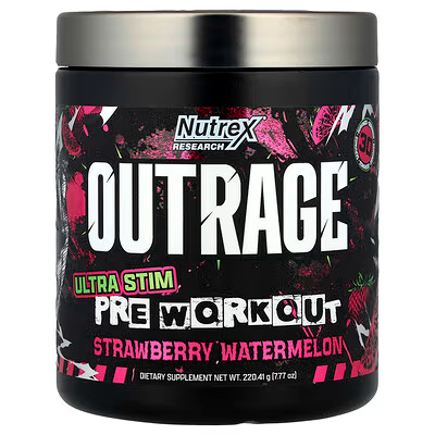 Outrage, Ultra Stim Pre Workout, Strawberry Watermelon Nutrex