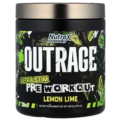 Outrage, Ultra Stim Pre Workout, Lemon Lime Nutrex