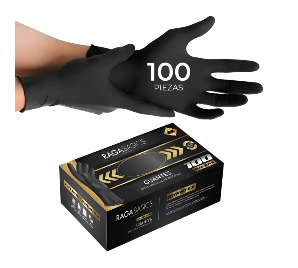 CAJA DE GUANTES DESECHABLES DE NITRILO NEGROS