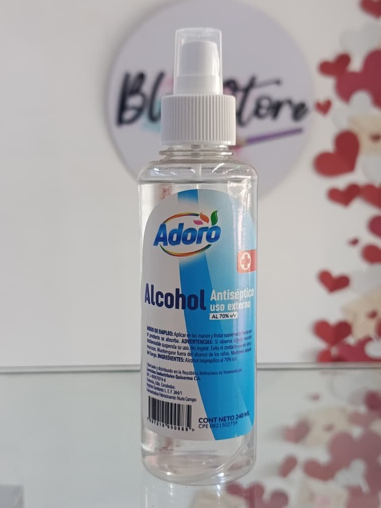 Alcohol Adoro al 70% 240ml Con Atomizador