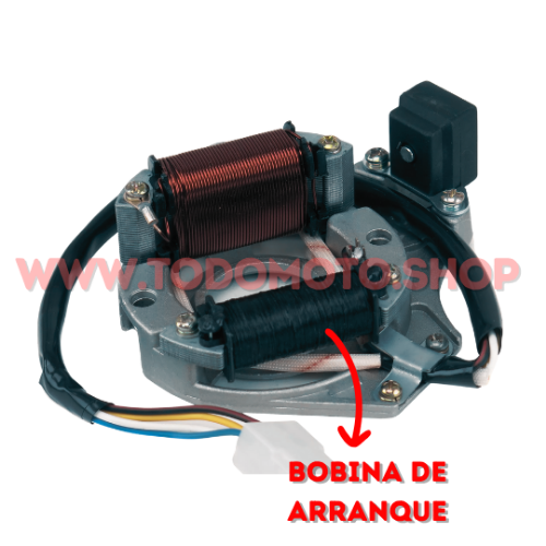 ESTATOR DE 2 BOBINAS - CON ARRANQUE Y PLAQUETA