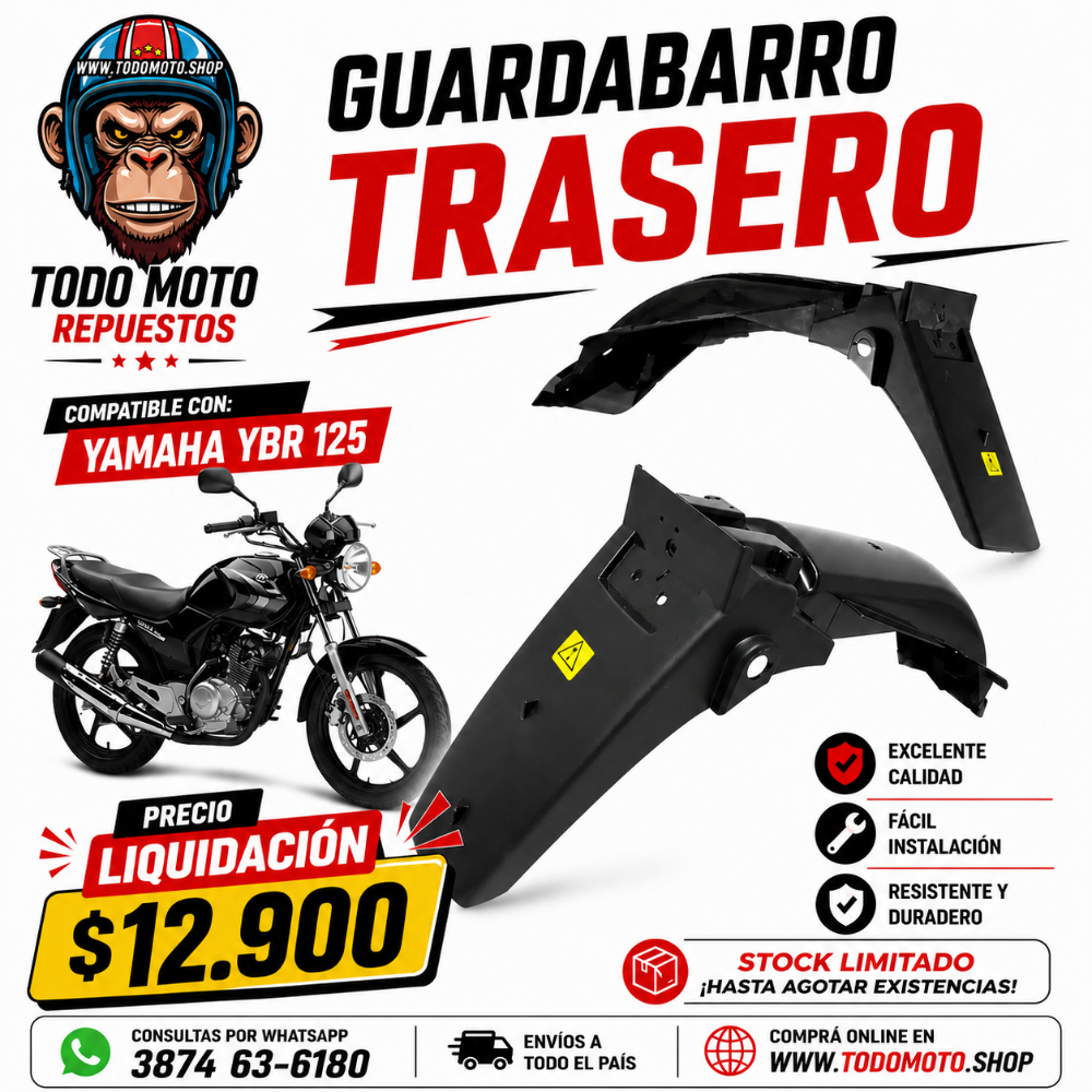 GUARDABARRO TRASERO - YAMAHA YBR 125 M/V - OFERTA