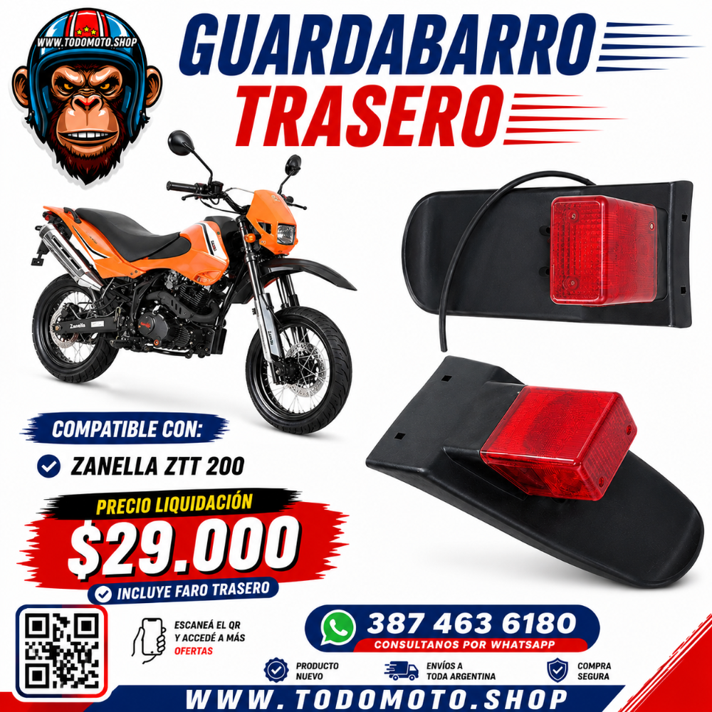 GUARDABARRO TRASERO - ZANELA ZTT200 M/N