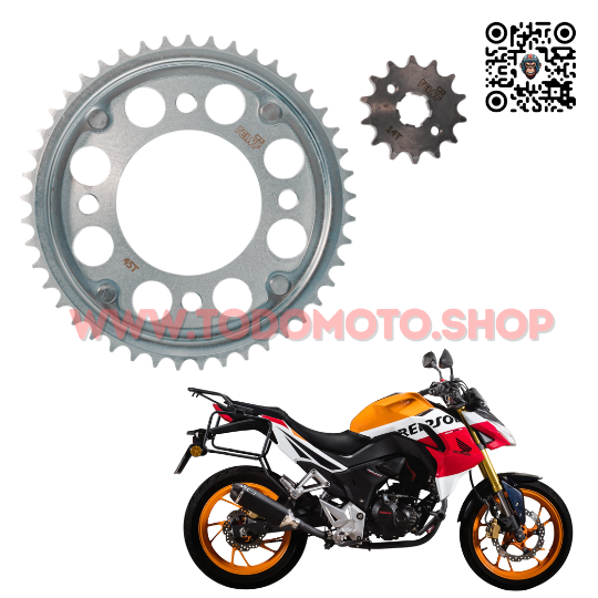 CORONA Y PIÑON 45/14T - HONDA CB 190 (TRANSMISION)
