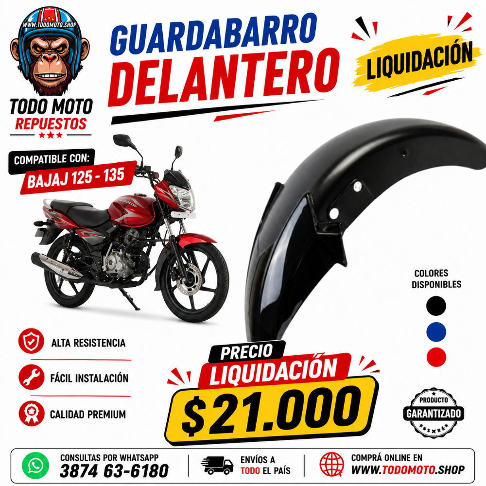 GUARDABARRO DELANTERO - BAJAJ 125 - 135 - OFERTA