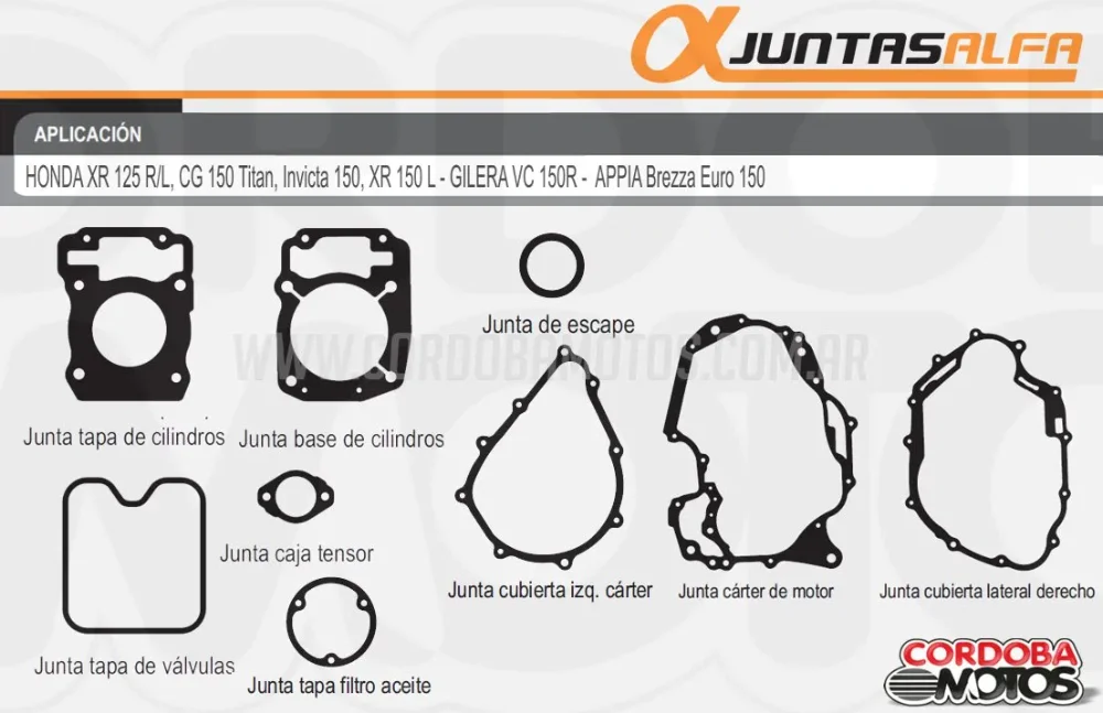 KIT JUNTAS COMPLETAS CON ORING - TITAN 150/ GLH 150/ XR 150/ APPIA EURO