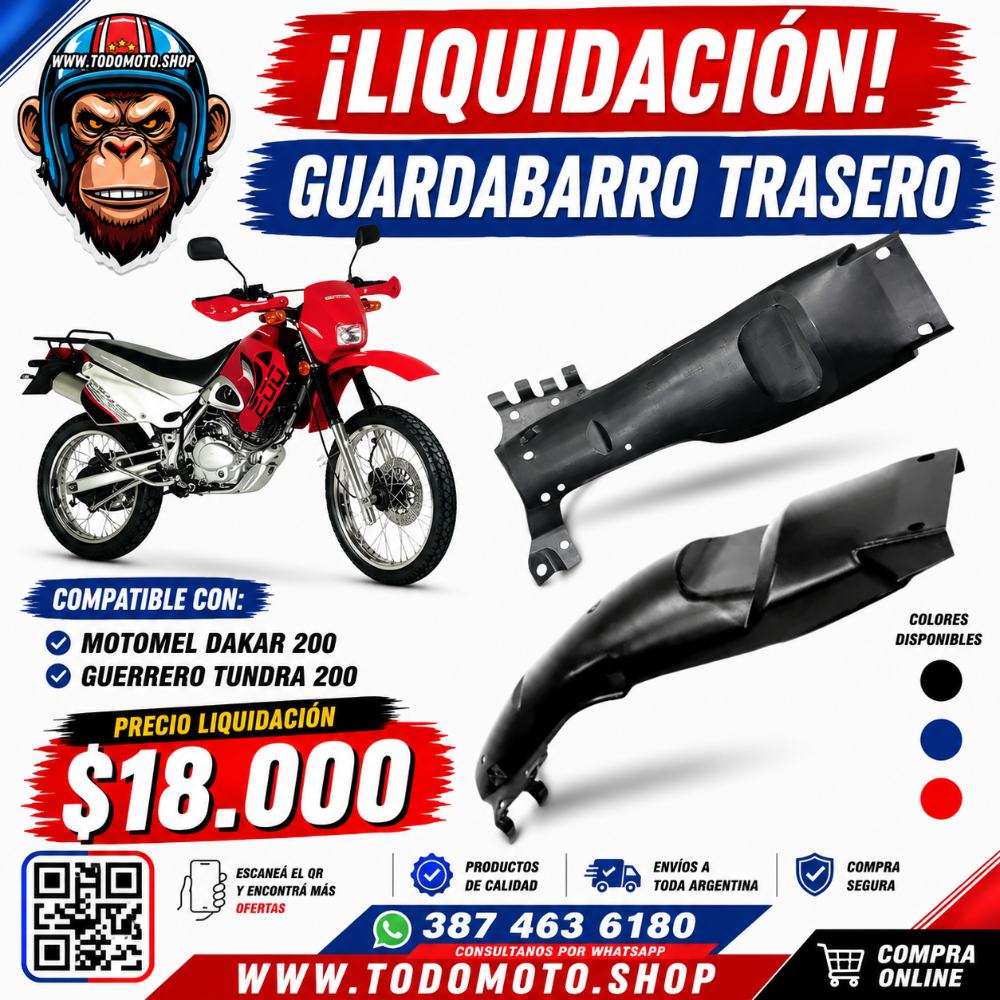 GUARDABARRO TRASERO - DAKAR / ZTT/ TUNDRA 200 - OFERTA