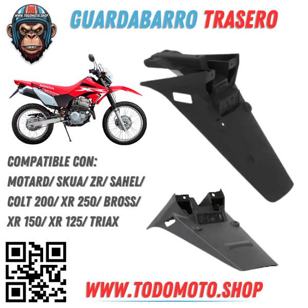 GUARDABARRO TRASERO - SKUA/ SAHEL/ TRIAX/ ZR/ NXR 125/ XR125/ XR 250/  ZR