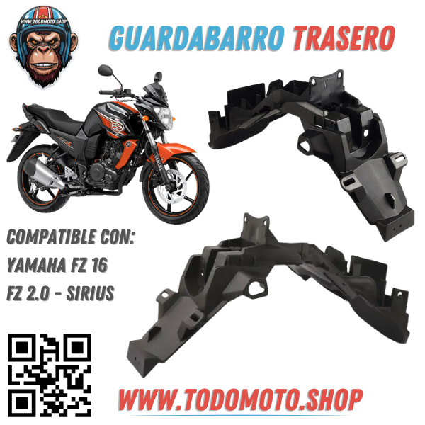 GUARDABARRO TRASERO - FZ 16 - (PATENTE)