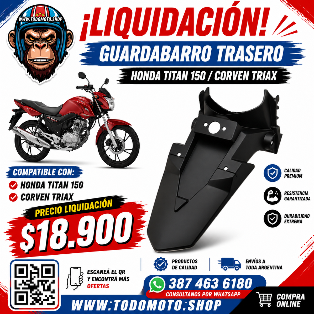 GUARDABARRO TRASERO - TITAN 150 NEW/ CORVEN TRIAX - OFERTA