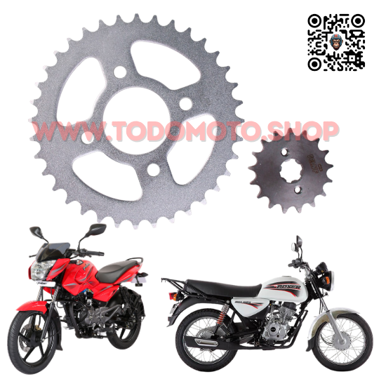 KIT CORONA Y PIÑON 42/14T - BAJAJ 125 - 135 - 150 - BOXER - HADA (TRANSMISION)
