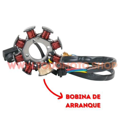 ESTATOR 8 CAMPOS - MONOFASICO CON SALIDA PARA CDI - SKUA/ TRIAX/ RX150/ HUNTER/ ZR/ VC150