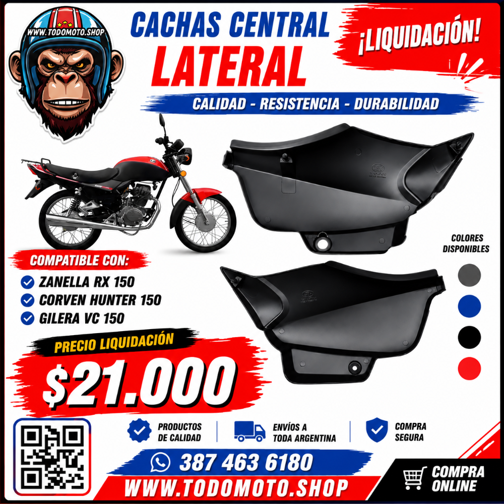 PAR CACHAS LATERALES - RX 150/ HUNTER 150/ VC150 (PLASTICO - OFERTA)