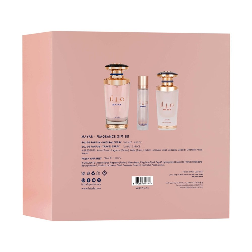 Lattafa Mayar - Eau De Parfum 100ml + EDP 12ml + Hair Mist - Set
