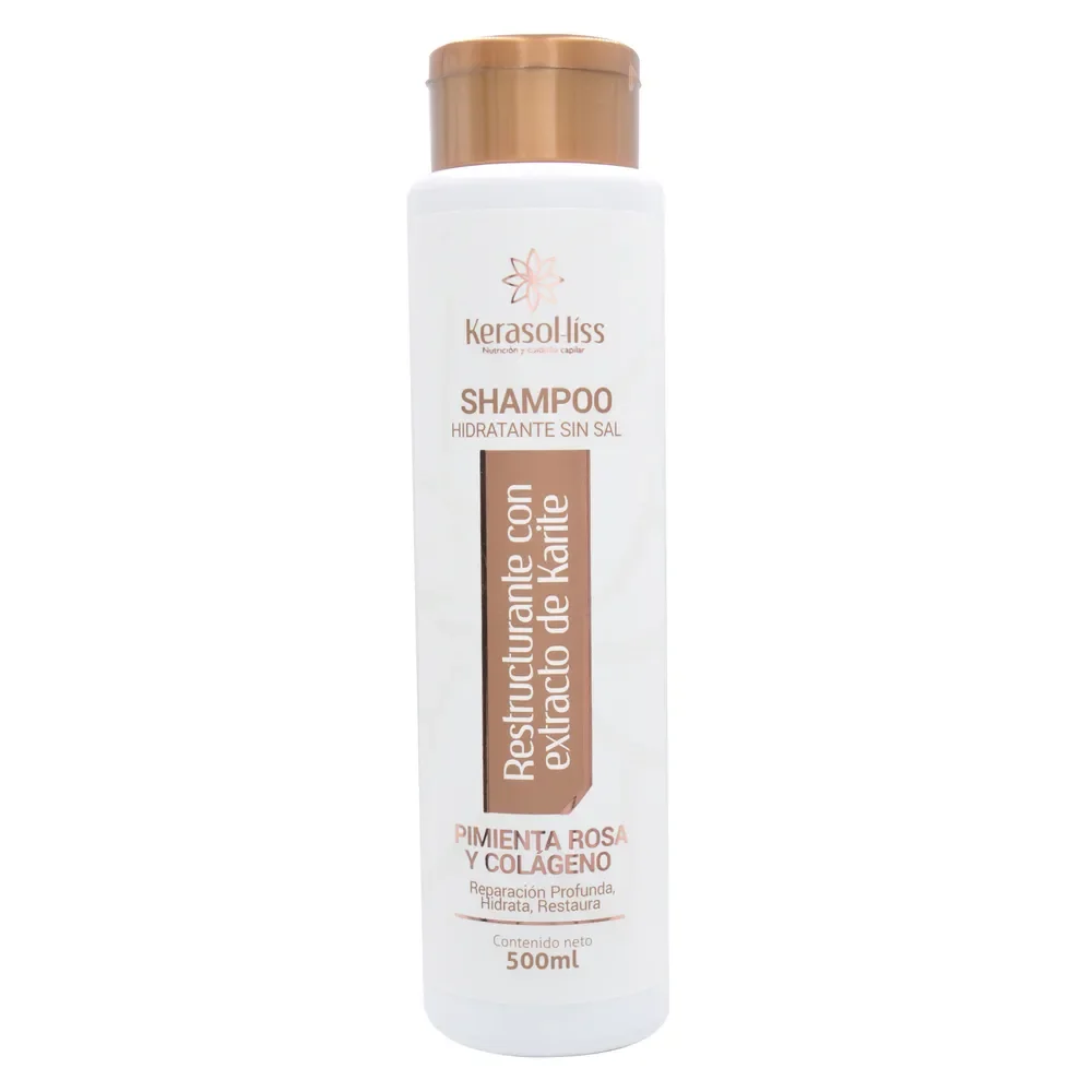 SHAMPOO RESTRUCTURANTE KERASOL-LISS PIMIENTA ROSA Y COLÁGENO (500 ML)