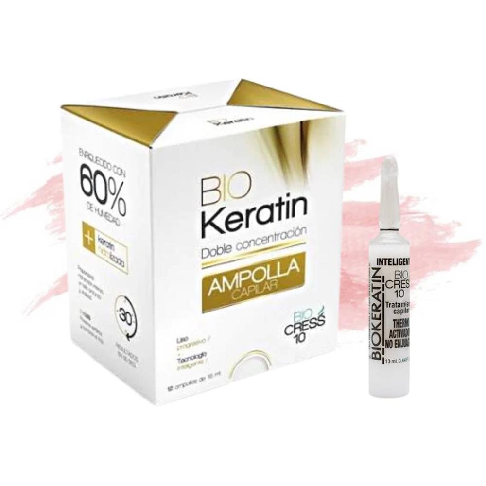 BIOCRESS 10 BIO KERATIN AMPOLLA CAPILAR CAJA 12 UNDS X 13 ML C/U