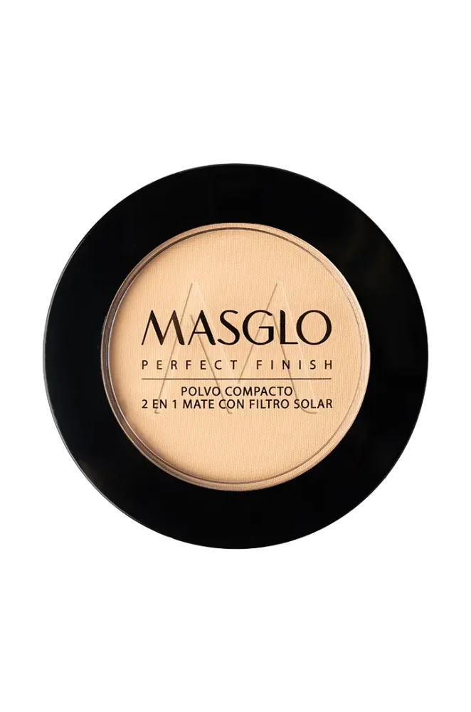 MASGLO PERFECT FINISH POLVO COMPACTO 2 EN 1 MATE CON FILTRO SOLAR 14 G