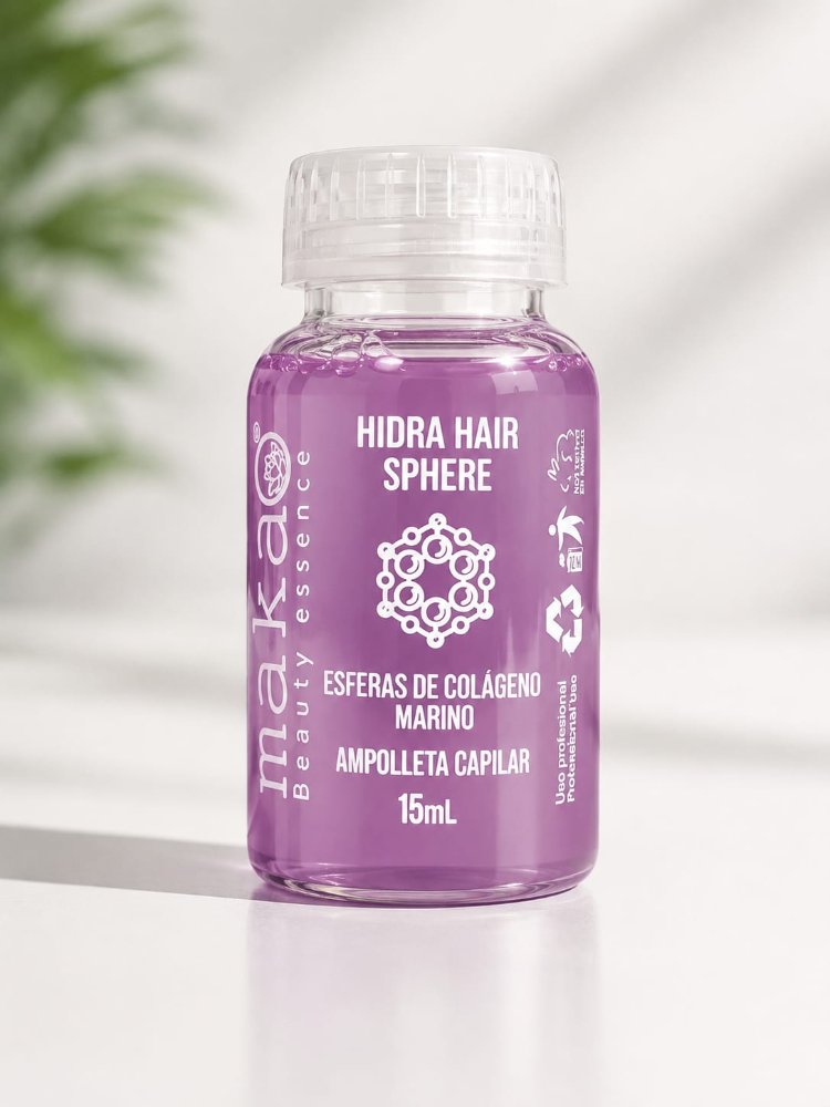 MAKAO BEAUTY ESSENCE HIDRA HAIR SPHERE ESFERAS DE COLÁGENO MARINO AMPOLLETA CAPILAR 15 ML