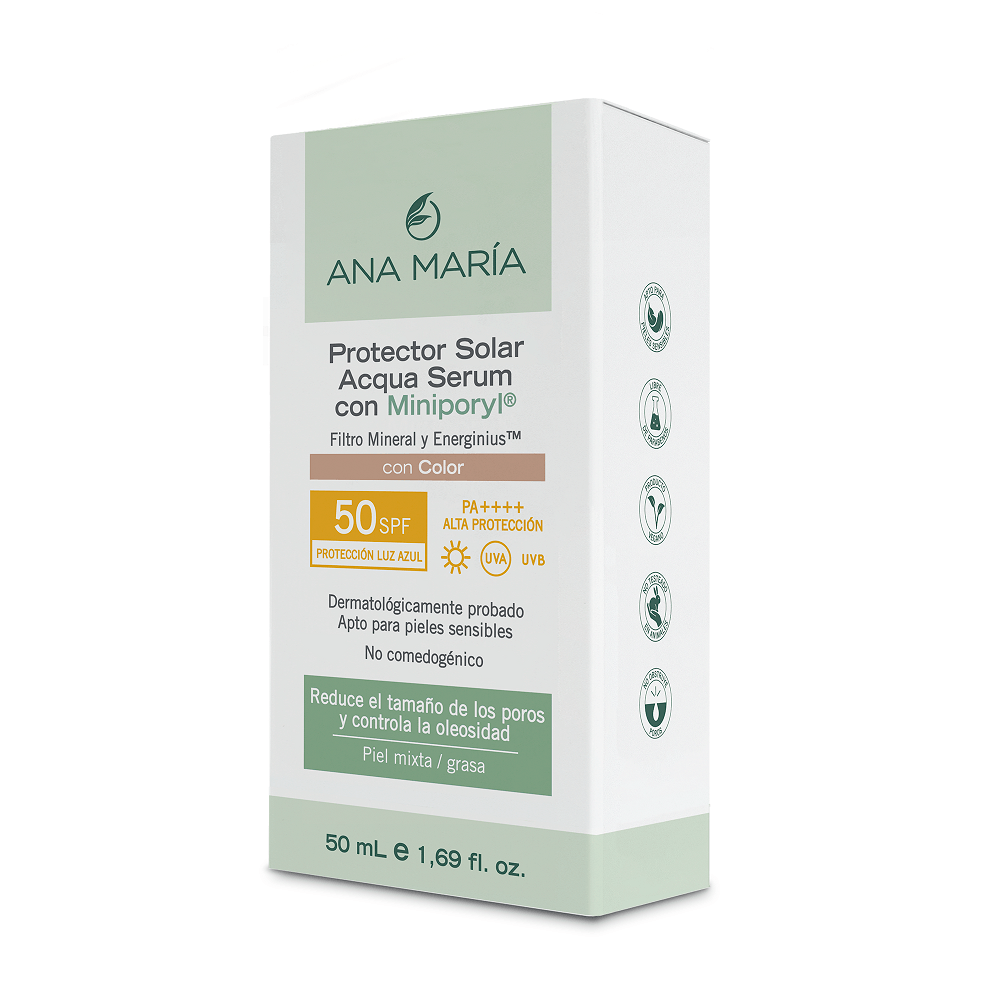 ANA MARÍA PROTECTOR SOLAR ACQUA SERUM CON MINIPORYL CON COLOR 50 ML