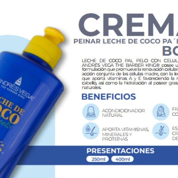 CREMA DE PEINAR LECHE DE COCO PA'L PELO BOYS ANDRÉS VEGA THE BARBER KING