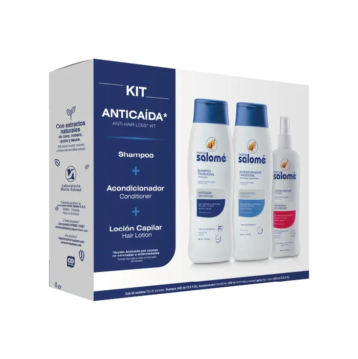 KIT ANTICAÍDA SHAMPOO + ACONDICIONADOR + LOCIÓN MARÍA SALOMÉ