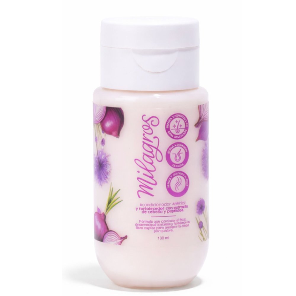 ACONDICIONADOR ANTIFRIZZ Y FORTALECEDOR CON EXTRACTO DE CEBOLLA Y PÉPTIDOS MILAGROS 100 ML