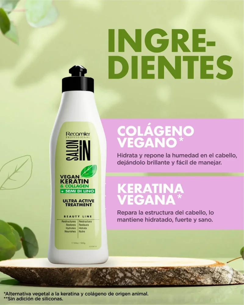 TRATAMIENTO KERATINA Y COLLAGEN +SEMILLAS DE LINO SALON IN X 500G
