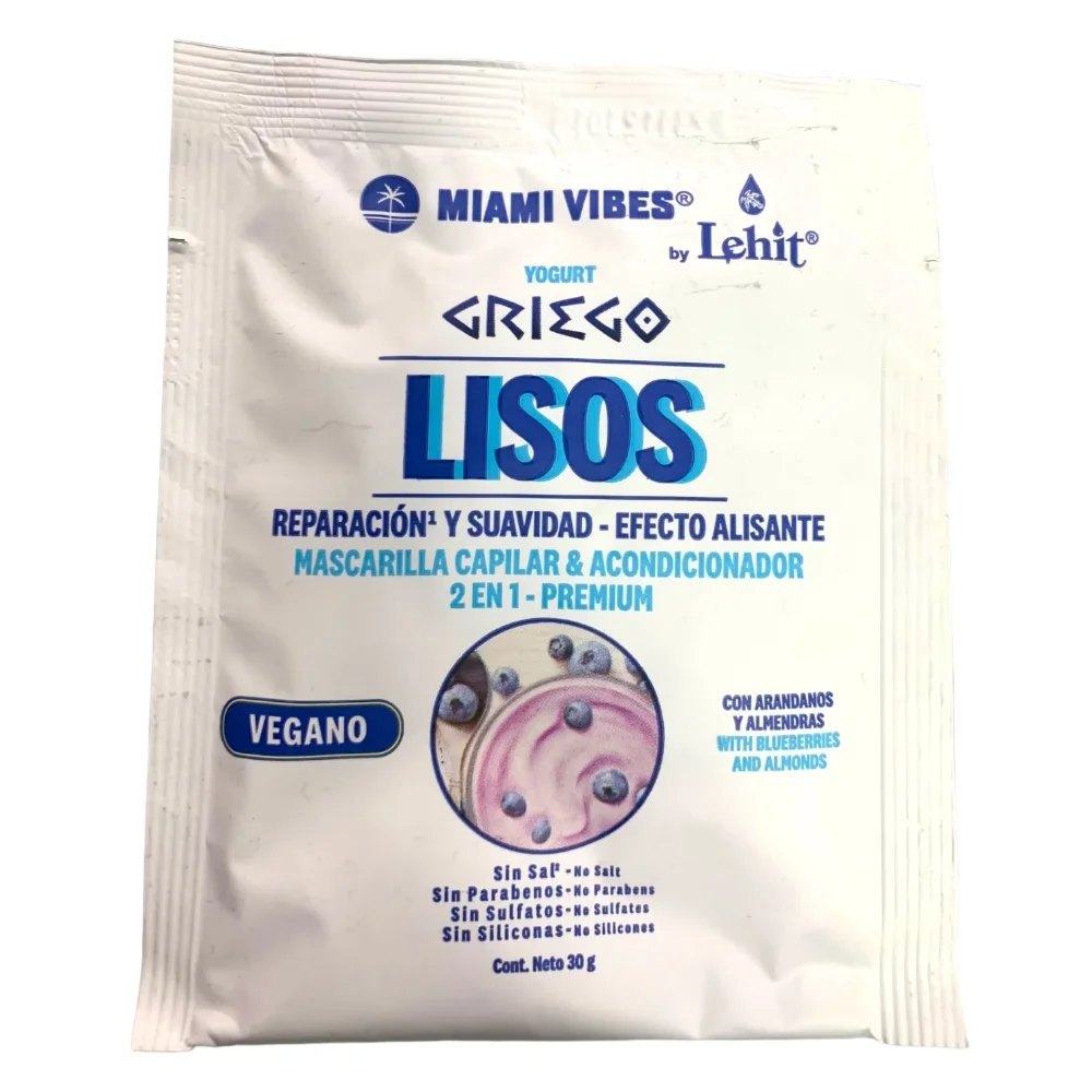 LEHIT MIAMI VIBES YOGURT GRIEGO LISOS MASCARILLA & ACONDICIONADOR 2 EN 1 PREMIUM 30 G