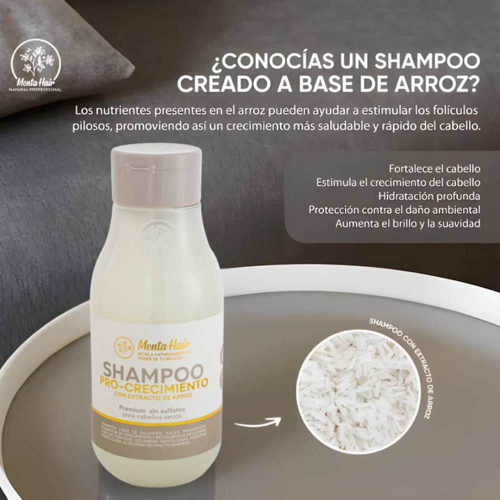 SHAMPO PRO-CRECIMIENTO CON EXTRACTO DE ARROZ MENTA HAIR X 550ML