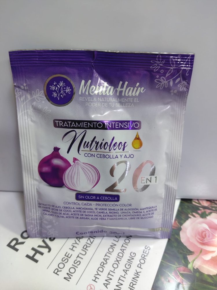 MENTA HAIR TRATAMIENTO INTENSIVO NUTRIÓLEOS CON CEBOLLA Y AJO 20 EN 1 30 ML