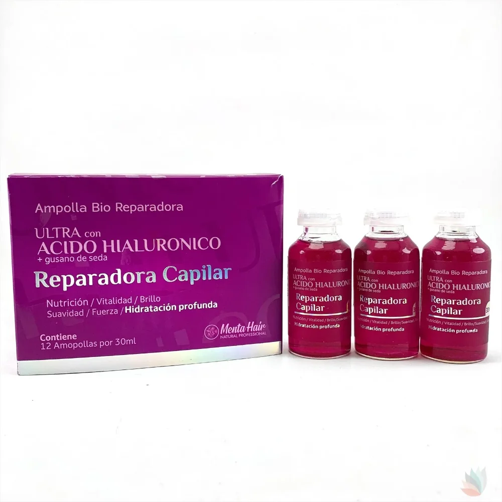 MENTA HAIR AMPOLLA BIO REPARADORA ULTRA ÁCIDO HIALURÓNICO Y GUSANO DE SEDA 30 ML